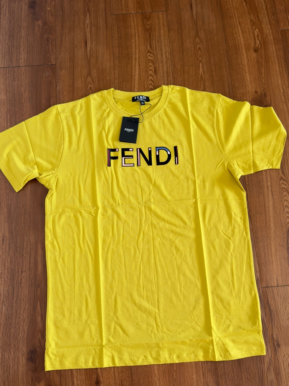 Fendi Yellow Logo Cotton T‑Shirt